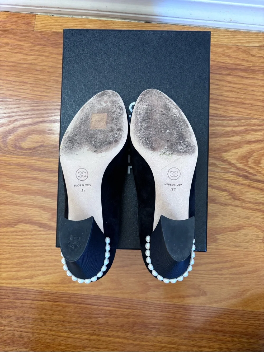 Chanel Suede Pearl CC Cap Toe Pump